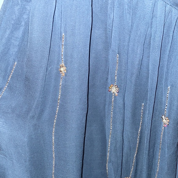 Gharara Blue with intricate Silver beading. - Picture 6 of 9